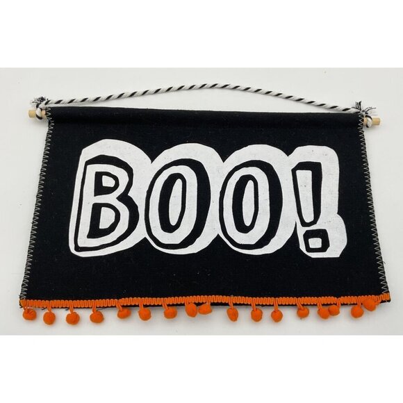 Halloween Boo! Banner & Trick or Treat Garland with Orange Pom Accents Set - Picture 5 of 6